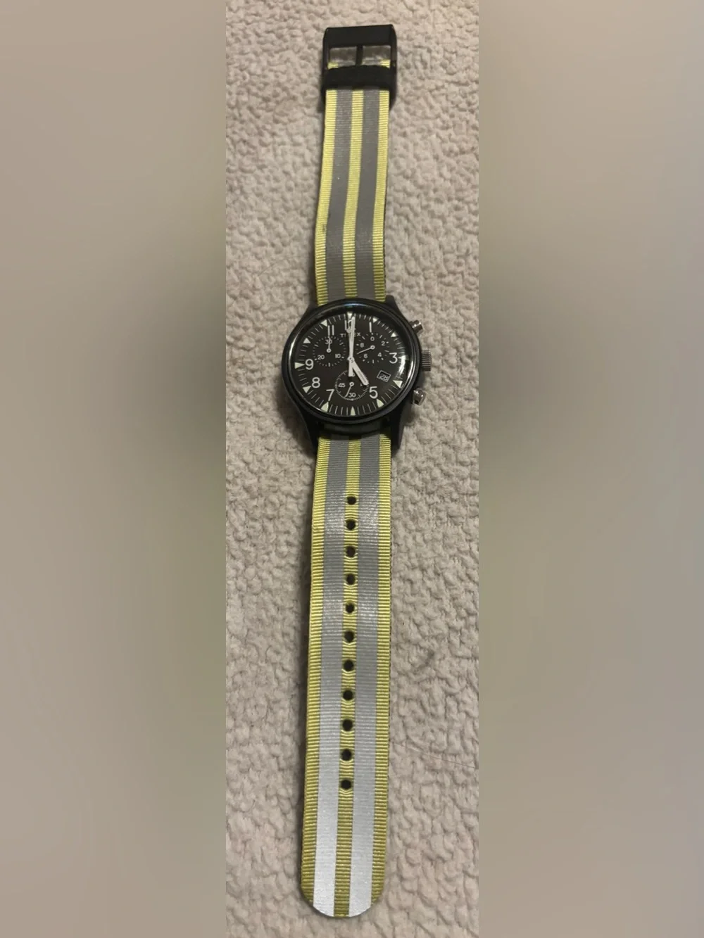 Timex Mens MK1 Aluminum Chronograph 40mm Military Inspired Grey and Yellow Band